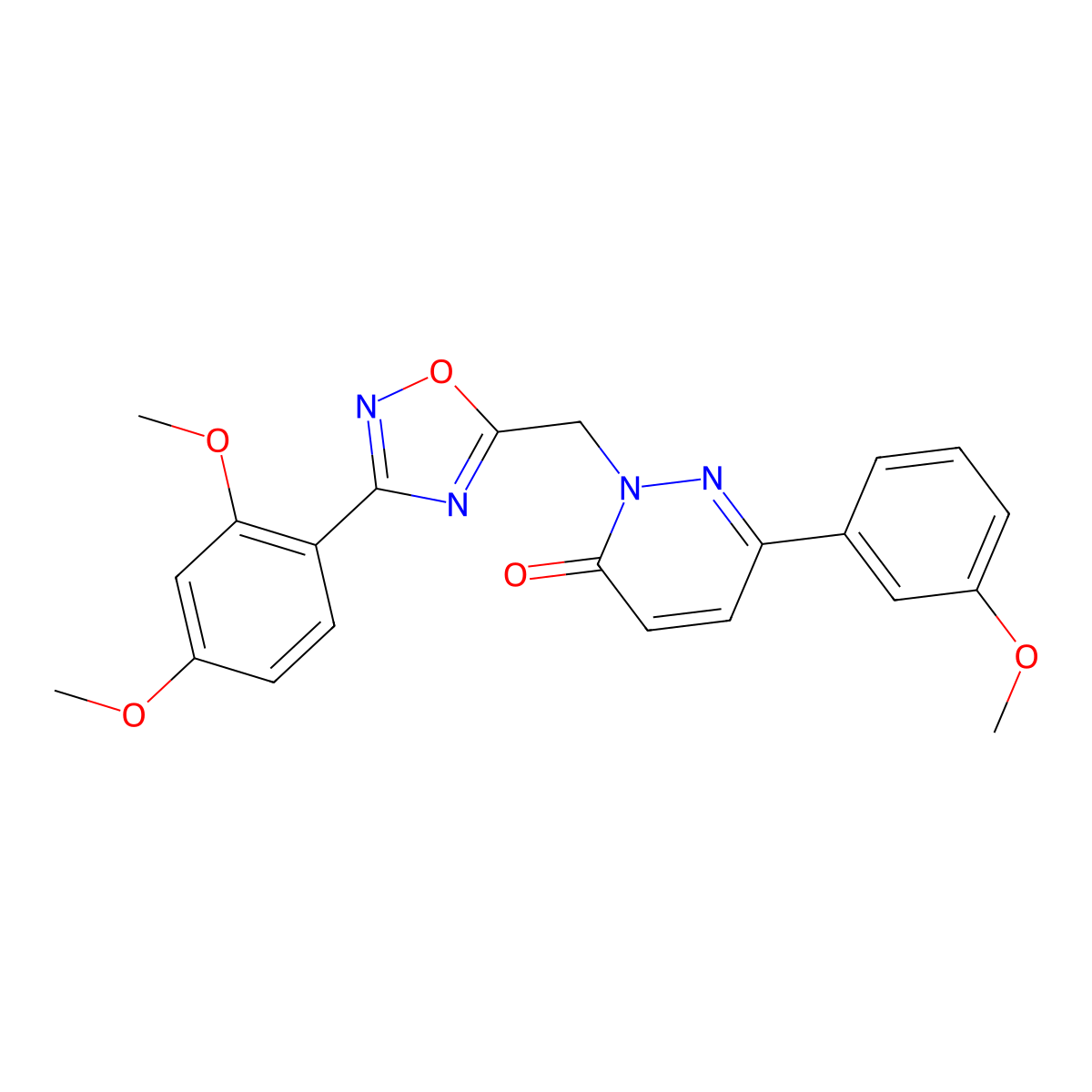 2-((3-(2,4-dimethoxyphenyl)-1,2,4-oxadiazol-5-yl)methyl)-6-(3-methoxyphenyl)pyridazin-3(2H)-one molecular structure, CAS 1040631-54-6
