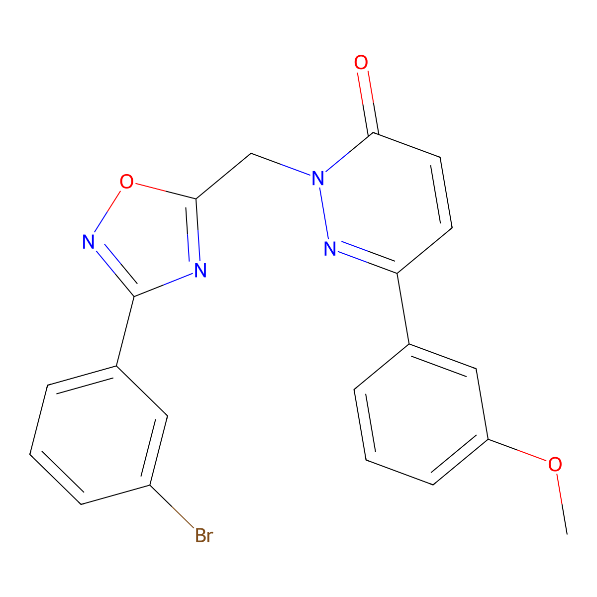 2-{[3-(3-Bromophenyl)-1,2,4-oxadiazol-5-yl]methyl}-6-(3-methoxyphenyl)-2,3-dihydropyridazin-3-one molecular structure, CAS 1040631-56-8