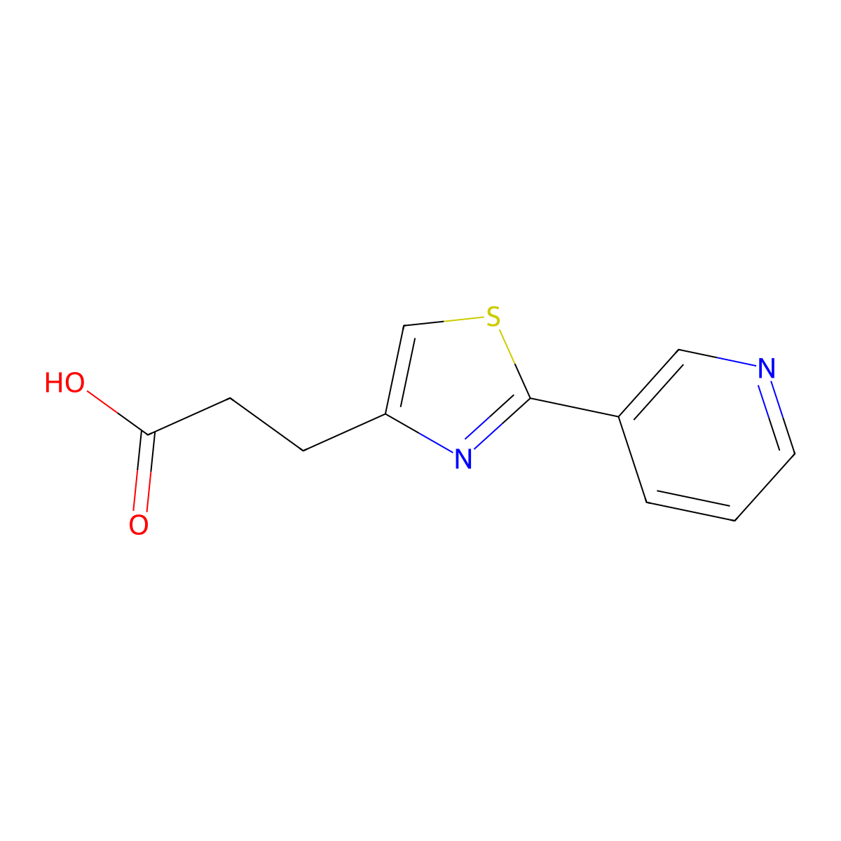 3-[2-(Pyridin-3-yl)-1,3-thiazol-4-yl]propanoic acid molecular structure, CAS 1040631-65-9