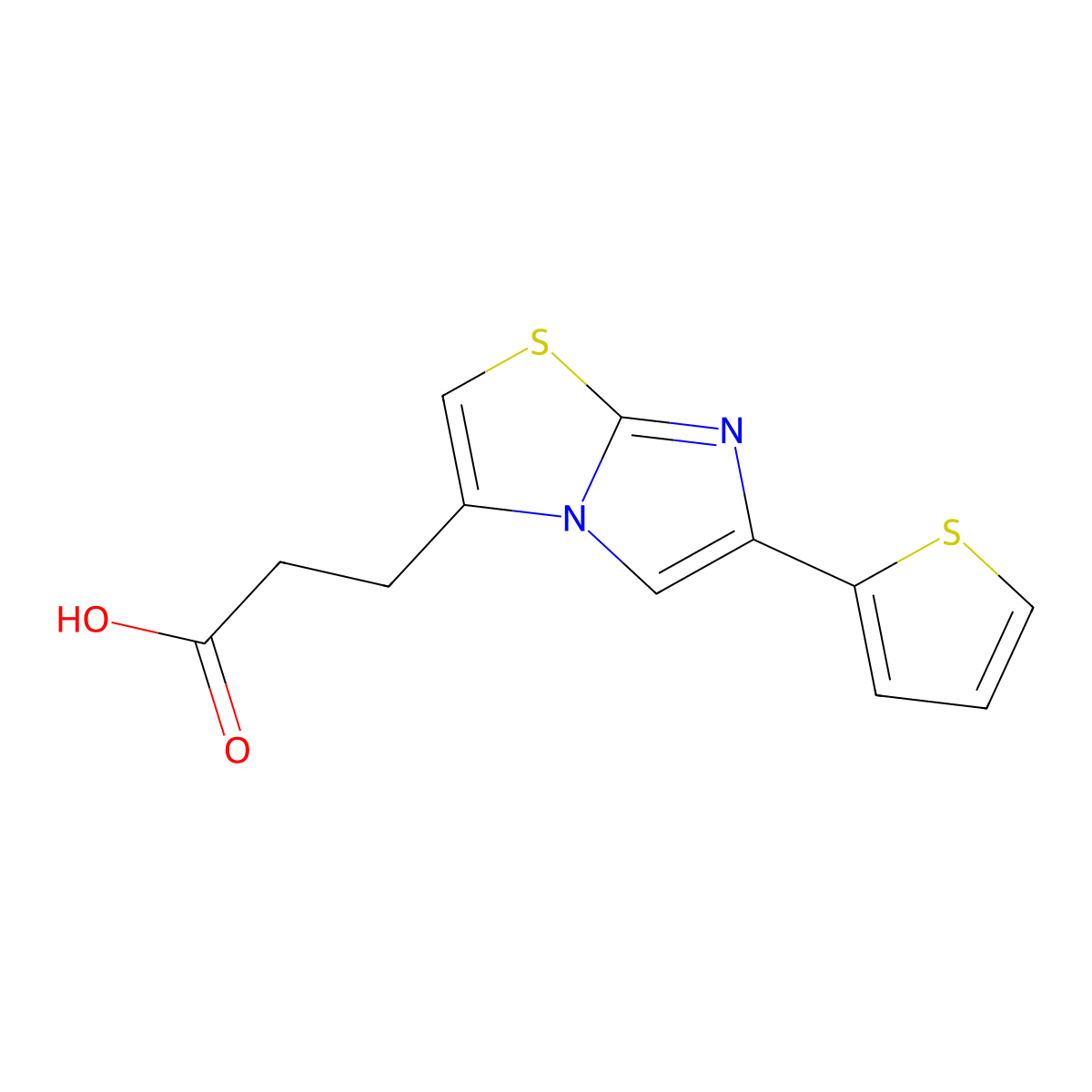 3-[6-(2-Thienyl)imidazo[2,1-b][1,3]thiazol-3-yl]propanoic acid molecular structure, CAS 1040631-73-9