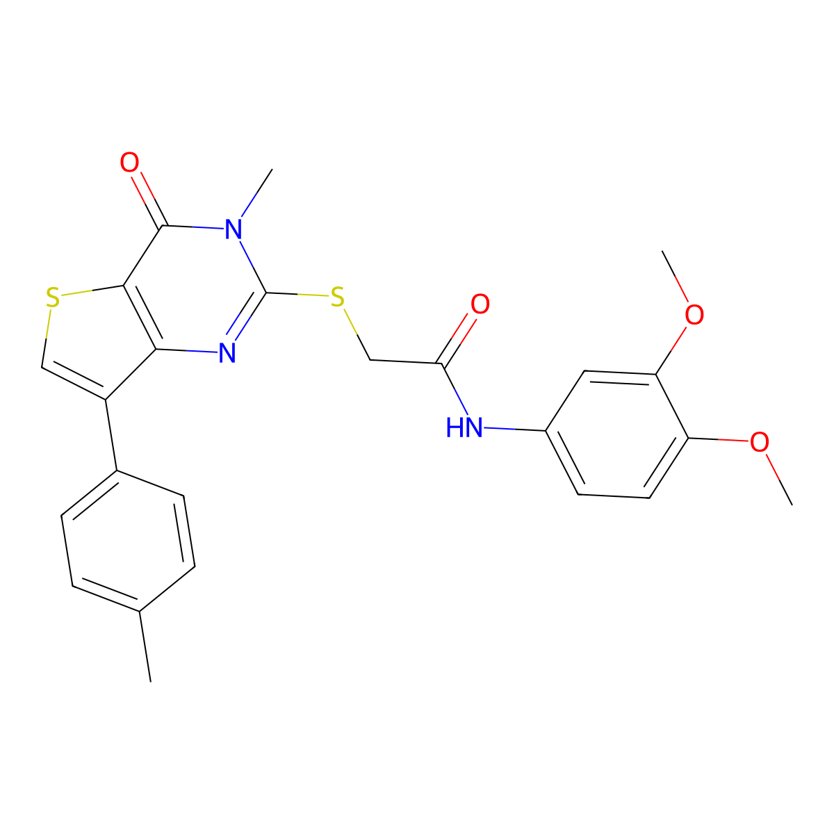 N-(3,4-dimethoxyphenyl)-2-{[3-methyl-7-(4-methylphenyl)-4-oxo-3H,4H-thieno[3,2-d]pyrimidin-2-yl]sulfanyl}acetamide molecular structure, CAS 1040631-80-8