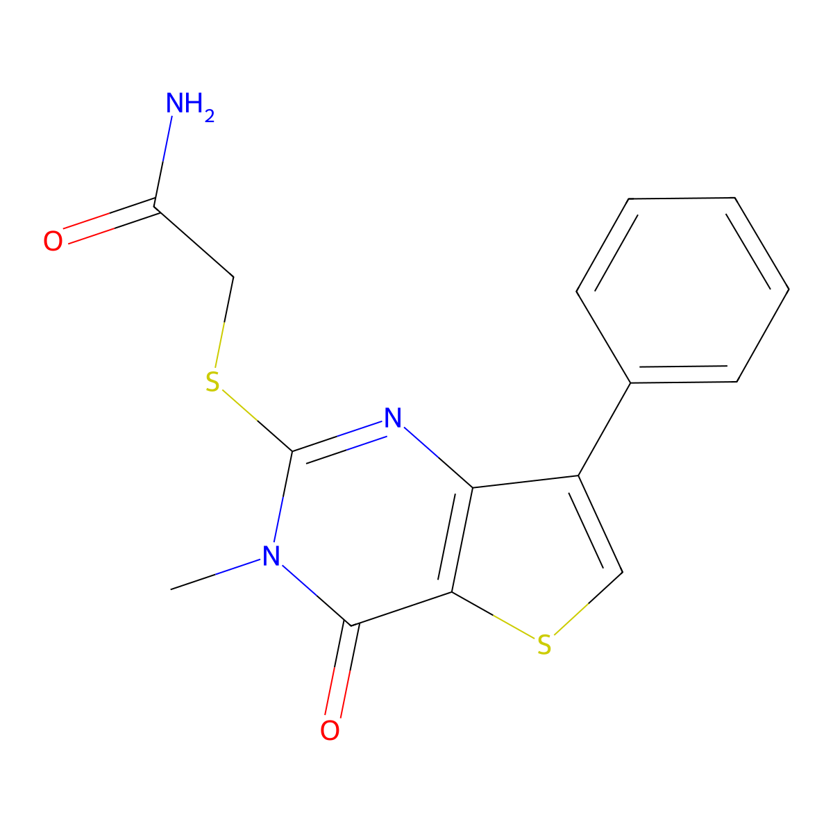 2-[(3-Methyl-4-oxo-7-phenyl-3,4-dihydrothieno[3,2-d]pyrimidin-2-yl)thio]acetamide molecular structure, CAS 1040631-85-3