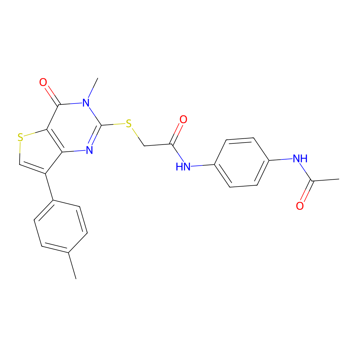 N-[4-(acetylamino)phenyl]-2-{[3-methyl-7-(4-methylphenyl)-4-oxo-3,4-dihydrothieno[3,2-d]pyrimidin-2-yl]thio}acetamide molecular structure, CAS 1040631-86-4