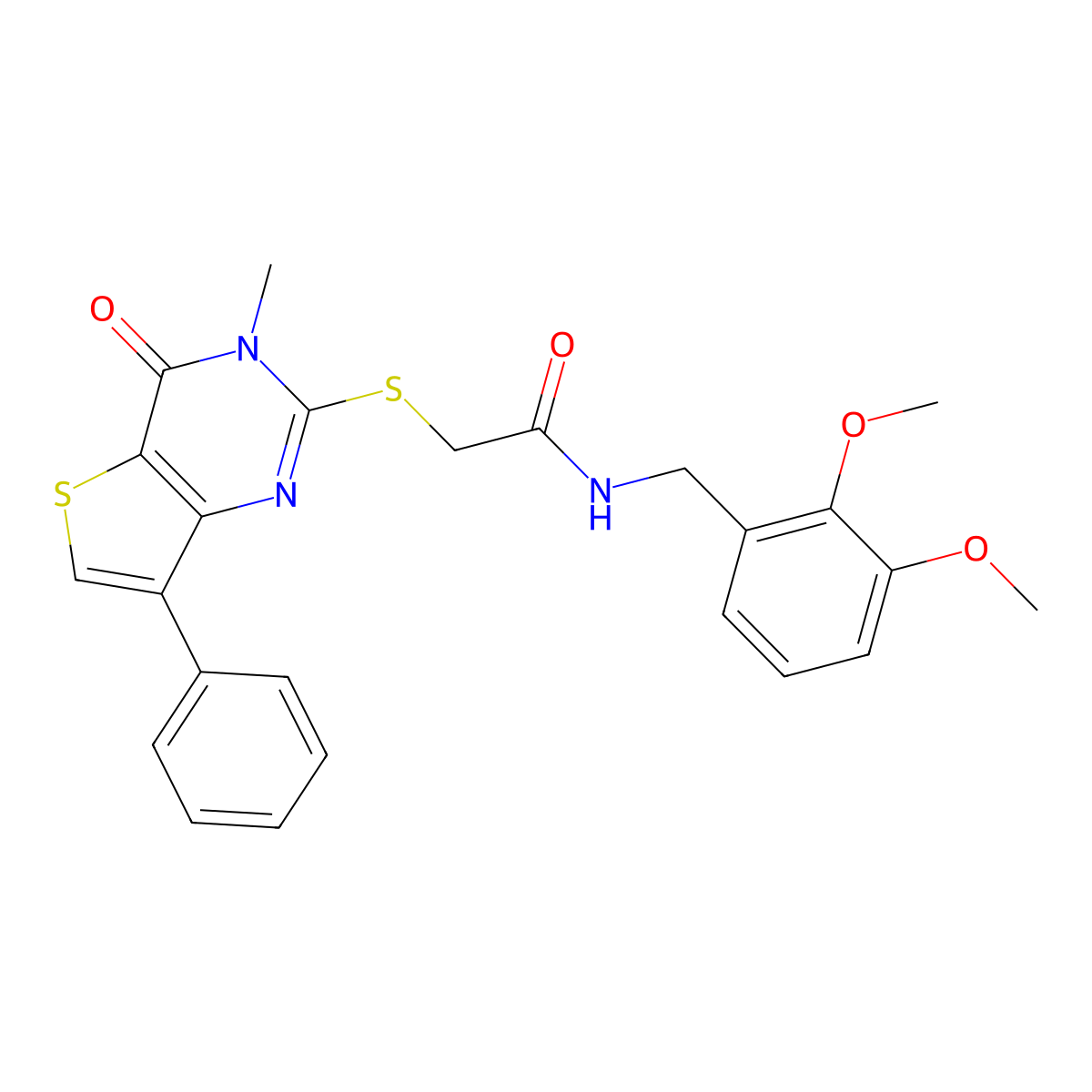 N-[(2,3-dimethoxyphenyl)methyl]-2-({3-methyl-4-oxo-7-phenyl-3H,4H-thieno[3,2-d]pyrimidin-2-yl}sulfanyl)acetamide molecular structure, CAS 1040631-99-9