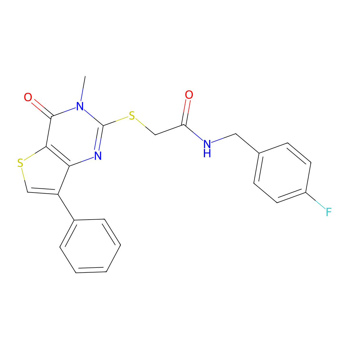 N-(4-fluorobenzyl)-2-[(3-methyl-4-oxo-7-phenyl-3,4-dihydrothieno[3,2-d]pyrimidin-2-yl)thio]acetamide molecular structure, CAS 1040632-02-7