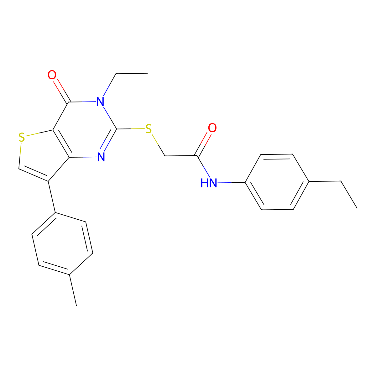 2-{[3-ethyl-7-(4-methylphenyl)-4-oxo-3H,4H-thieno[3,2-d]pyrimidin-2-yl]sulfanyl}-N-(4-ethylphenyl)acetamide molecular structure, CAS 1040632-15-2