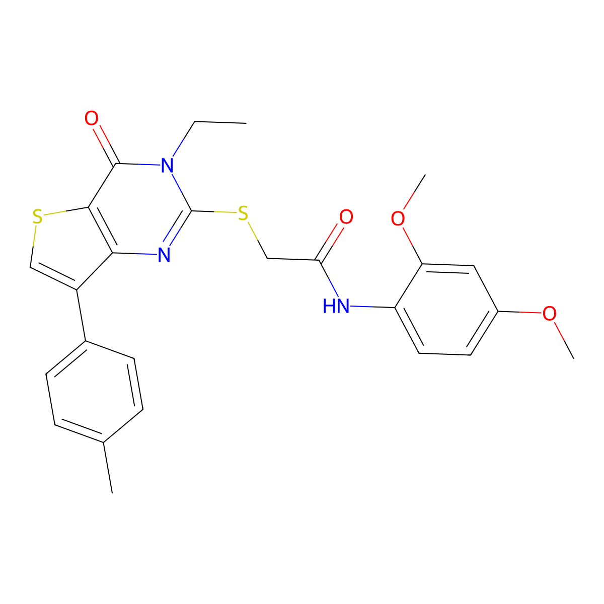 N-(2,4-dimethoxyphenyl)-2-{[3-ethyl-7-(4-methylphenyl)-4-oxo-3H,4H-thieno[3,2-d]pyrimidin-2-yl]sulfanyl}acetamide molecular structure, CAS 1040632-18-5