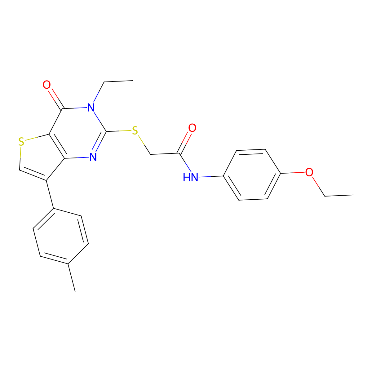 N-(4-ethoxyphenyl)-2-{[3-ethyl-7-(4-methylphenyl)-4-oxo-3H,4H-thieno[3,2-d]pyrimidin-2-yl]sulfanyl}acetamide molecular structure, CAS 1040632-24-3