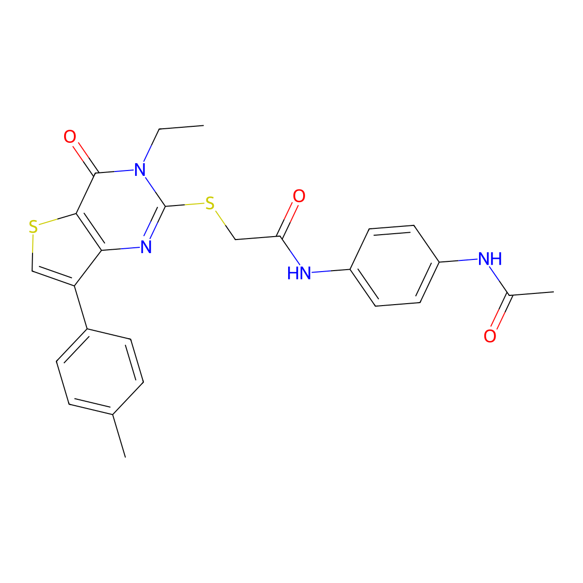 N-[4-(acetylamino)phenyl]-2-{[3-ethyl-7-(4-methylphenyl)-4-oxo-3,4-dihydrothieno[3,2-d]pyrimidin-2-yl]thio}acetamide molecular structure, CAS 1040632-33-4