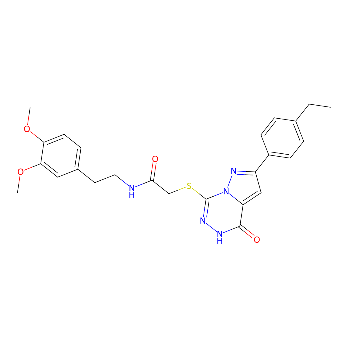 N-[2-(3,4-dimethoxyphenyl)ethyl]-2-{[2-(4-ethylphenyl)-4-oxo-4H,5H-pyrazolo[1,5-d][1,2,4]triazin-7-yl]sulfanyl}acetamide molecular structure, CAS 1040632-73-2