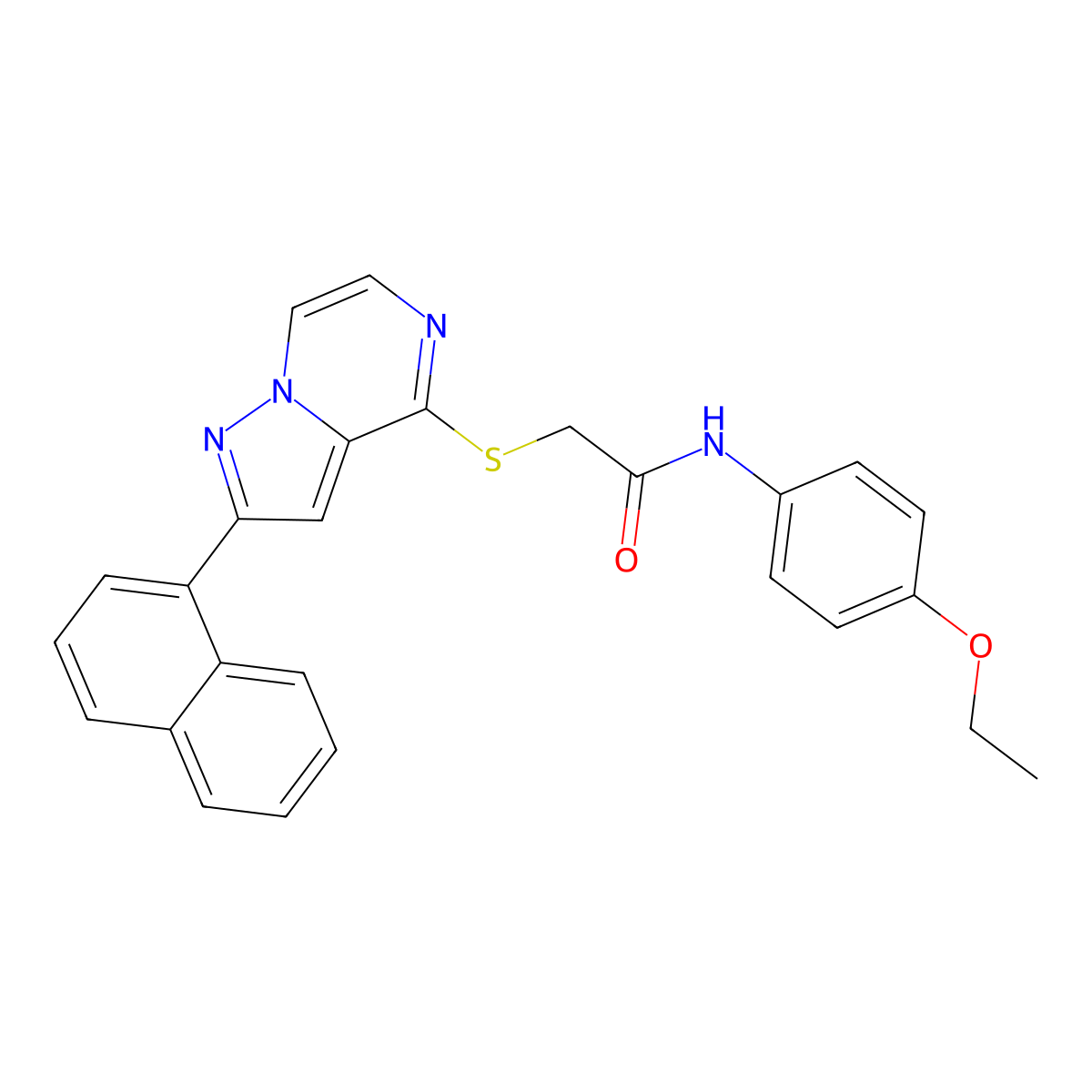 N-(4-ethoxyphenyl)-2-{[2-(naphthalen-1-yl)pyrazolo[1,5-a]pyrazin-4-yl]sulfanyl}acetamide molecular structure, CAS 1040632-85-6