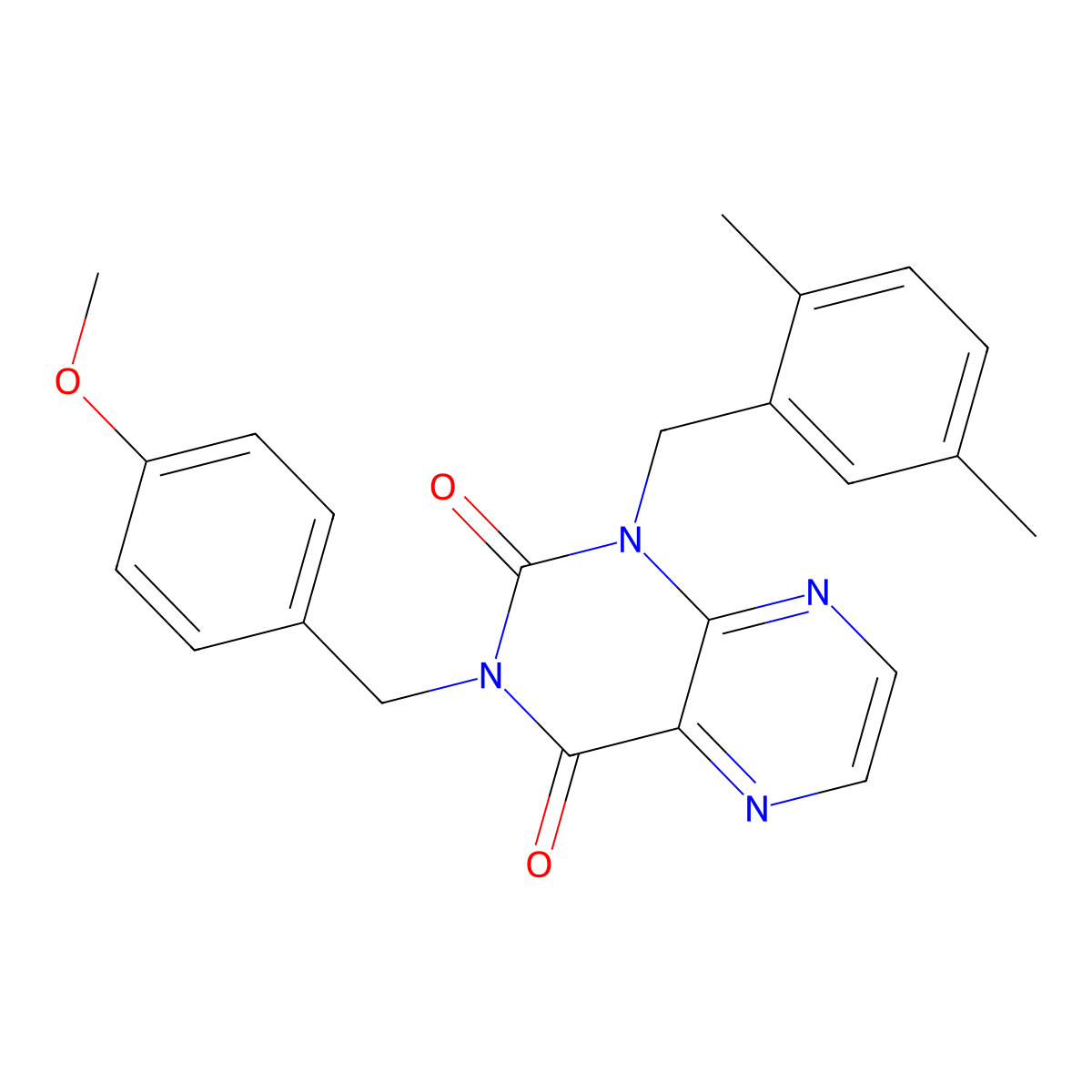 1-[(2,5-Dimethylphenyl)methyl]-3-[(4-methoxyphenyl)methyl]-1,2,3,4-tetrahydropteridine-2,4-dione molecular structure, CAS 1040632-88-9