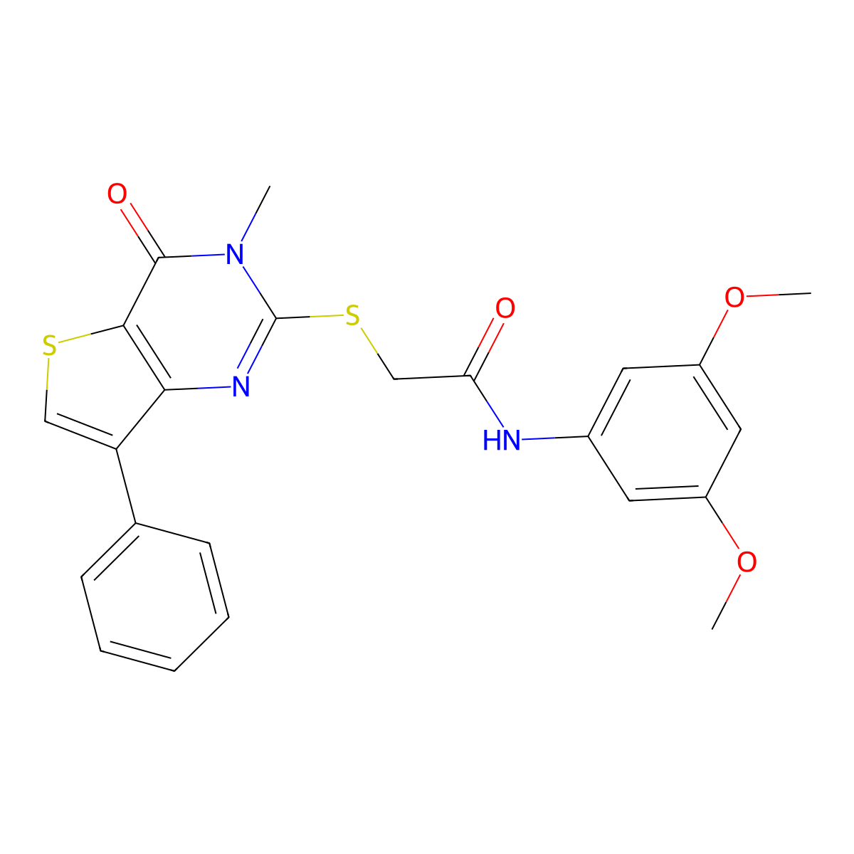 N-(3,5-dimethoxyphenyl)-2-[(3-methyl-4-oxo-7-phenyl-3,4-dihydrothieno[3,2-d]pyrimidin-2-yl)thio]acetamide molecular structure, CAS 1040632-91-4