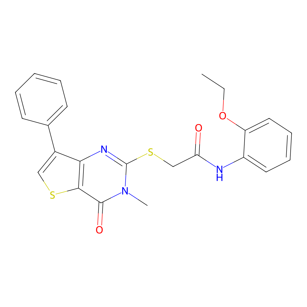 N-(2-ethoxyphenyl)-2-({3-methyl-4-oxo-7-phenyl-3H,4H-thieno[3,2-d]pyrimidin-2-yl}sulfanyl)acetamide molecular structure, CAS 1040632-96-9