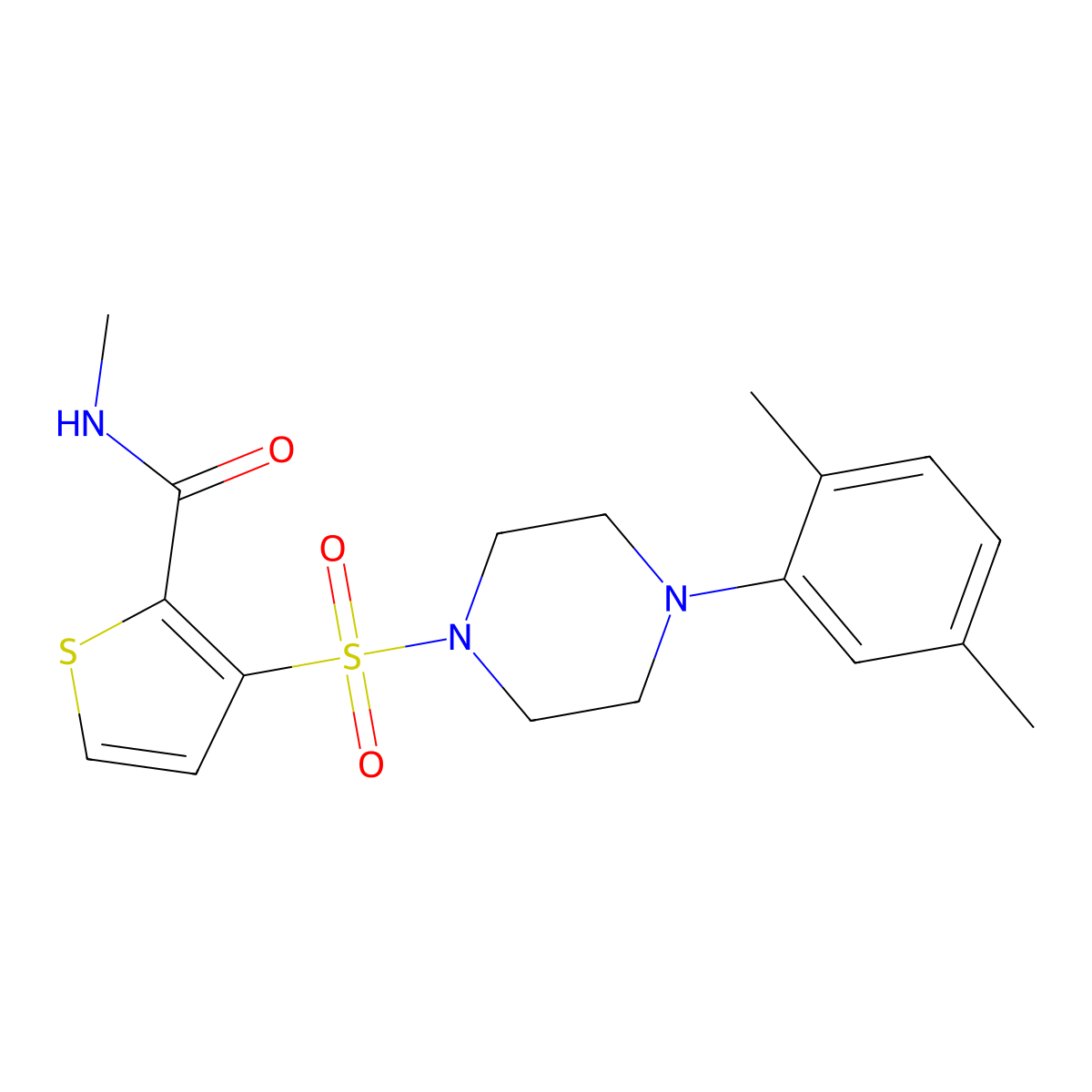 3-{[4-(2,5-dimethylphenyl)piperazin-1-yl]sulfonyl}-N-methylthiophene-2-carboxamide molecular structure, CAS 1040632-99-2