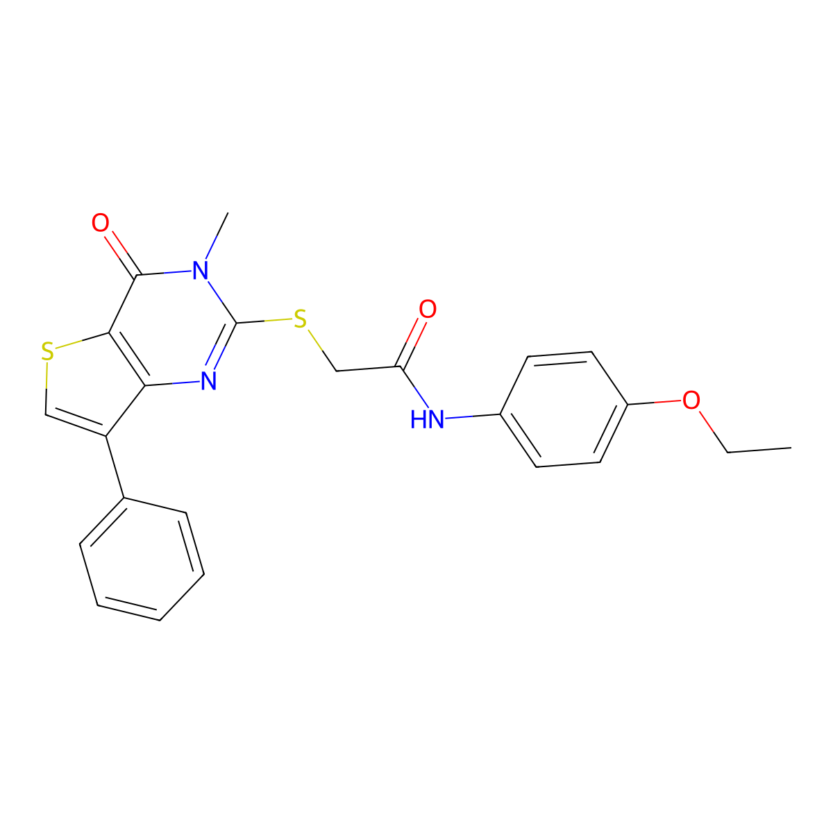 N-(4-ethoxyphenyl)-2-[(3-methyl-4-oxo-7-phenyl-3,4-dihydrothieno[3,2-d]pyrimidin-2-yl)thio]acetamide molecular structure, CAS 1040633-01-9