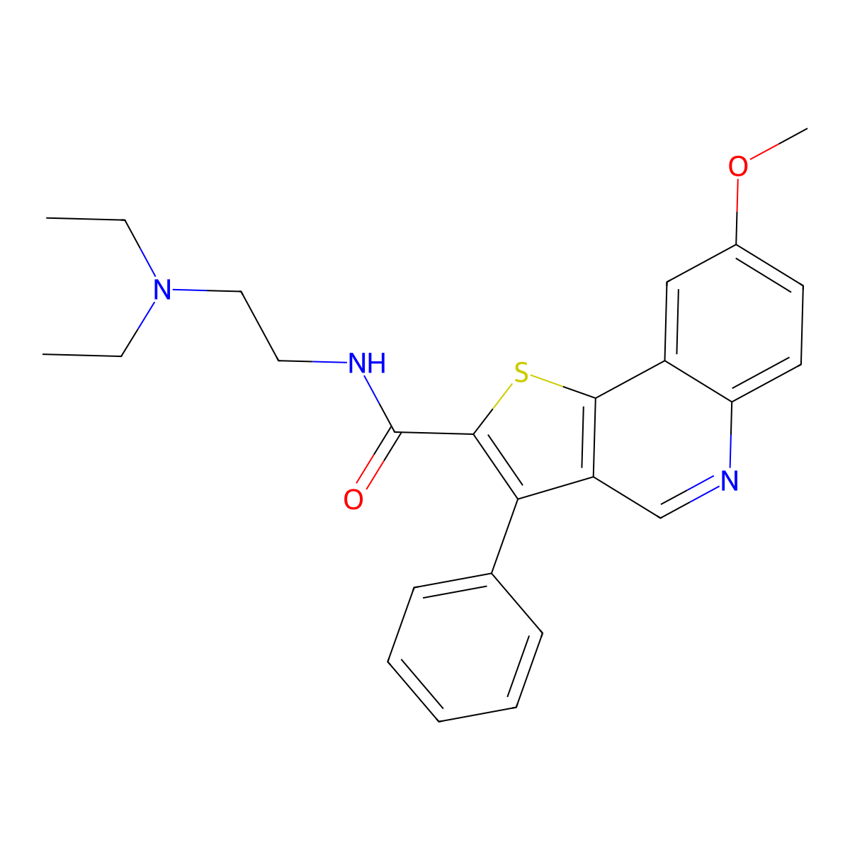 N-[2-(diethylamino)ethyl]-8-methoxy-3-phenylthieno[3,2-c]quinoline-2-carboxamide molecular structure, CAS 1040633-07-5