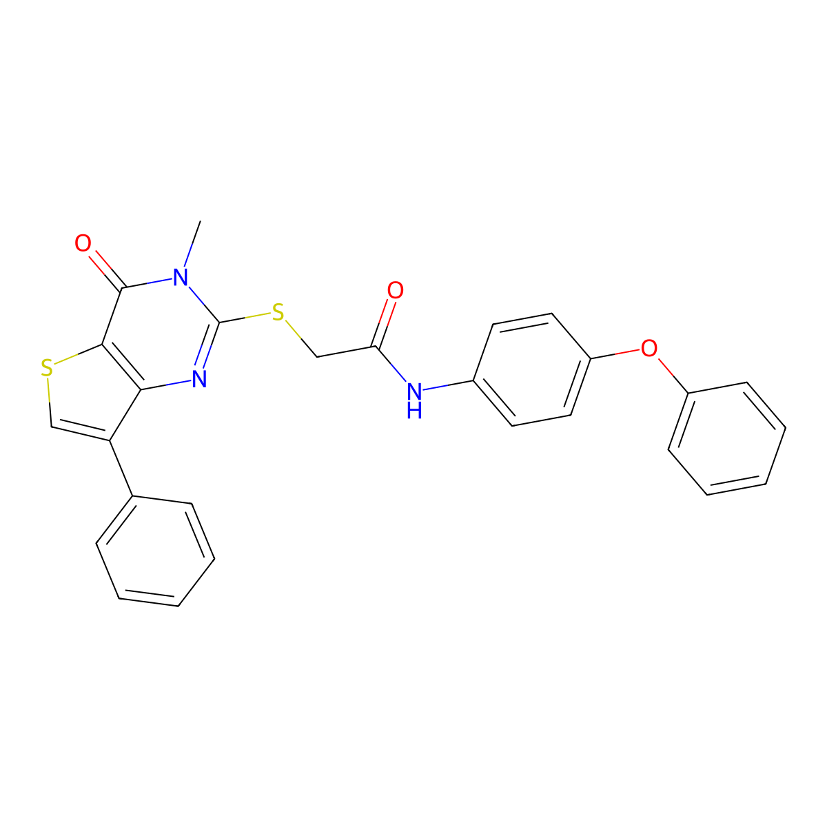2-[(3-methyl-4-oxo-7-phenyl-3,4-dihydrothieno[3,2-d]pyrimidin-2-yl)thio]-N-(4-phenoxyphenyl)acetamide molecular structure, CAS 1040633-11-1