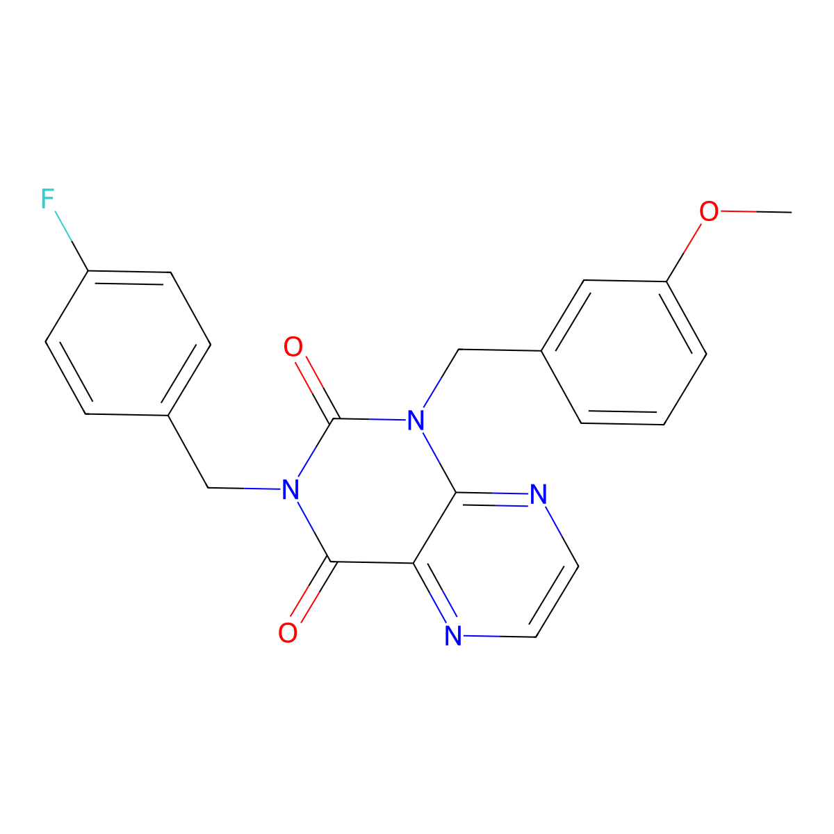 3-[(4-Fluorophenyl)methyl]-1-[(3-methoxyphenyl)methyl]-1,2,3,4-tetrahydropteridine-2,4-dione molecular structure, CAS 1040633-13-3
