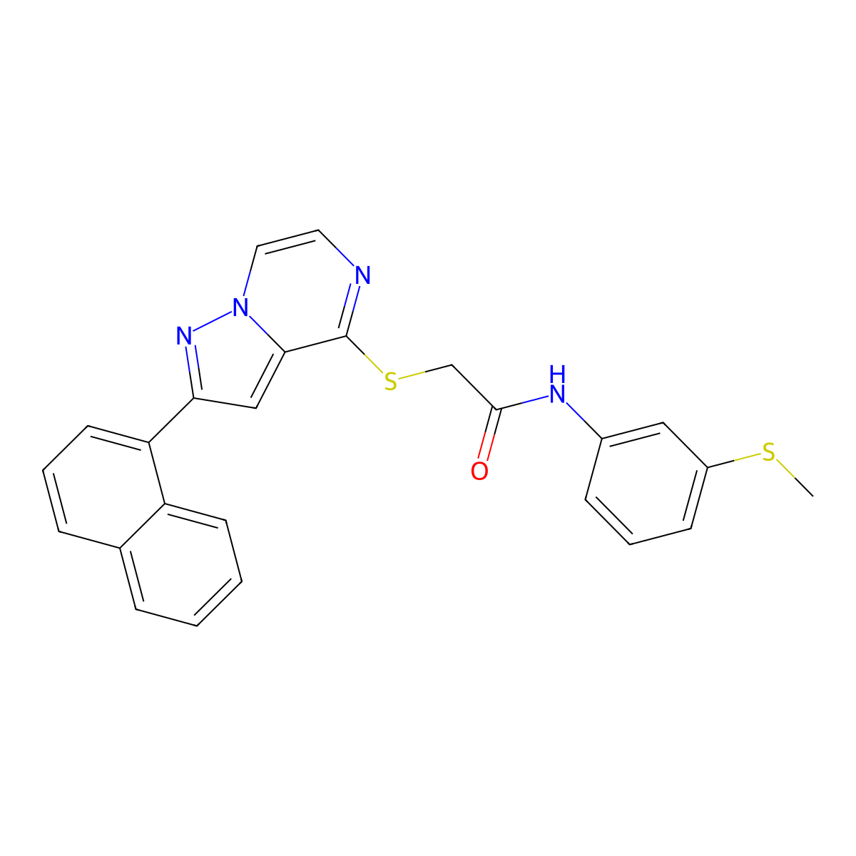 N-[3-(methylsulfanyl)phenyl]-2-{[2-(naphthalen-1-yl)pyrazolo[1,5-a]pyrazin-4-yl]sulfanyl}acetamide molecular structure, CAS 1040633-15-5