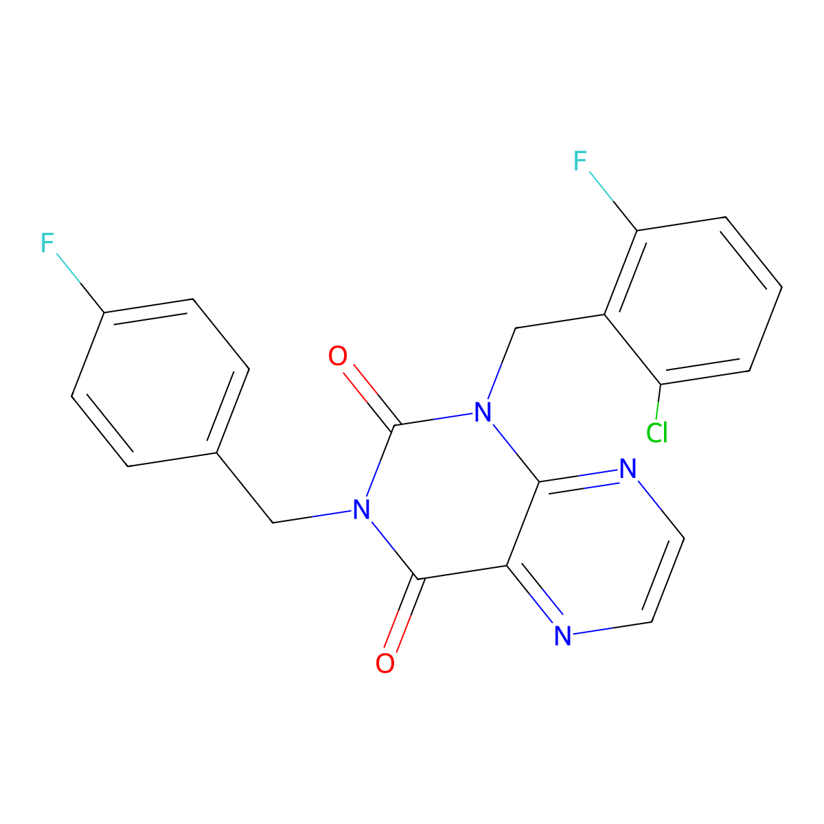 1-[(2-Chloro-6-fluorophenyl)methyl]-3-[(4-fluorophenyl)methyl]-1,2,3,4-tetrahydropteridine-2,4-dione molecular structure, CAS 1040633-19-9