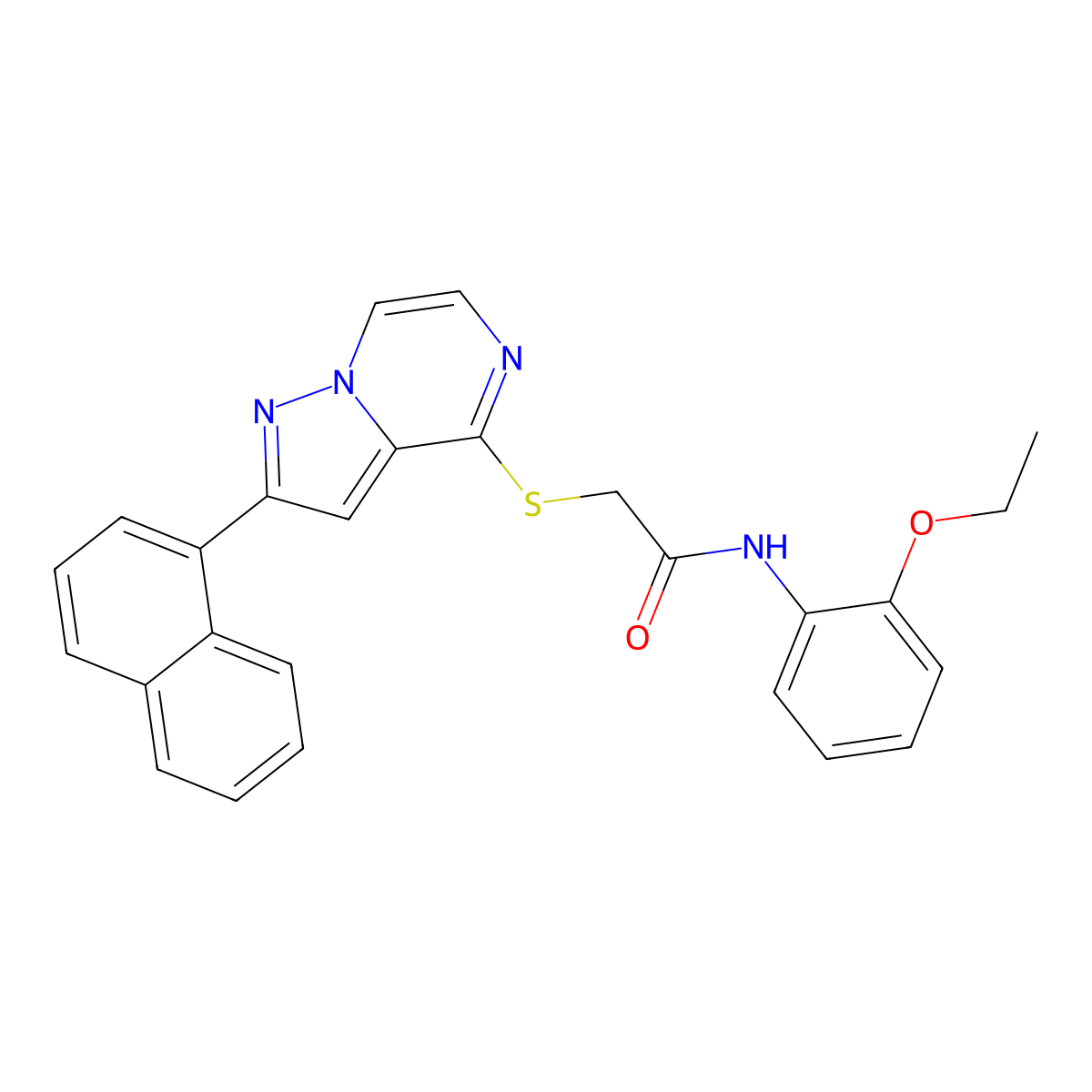 N-(2-ethoxyphenyl)-2-{[2-(naphthalen-1-yl)pyrazolo[1,5-a]pyrazin-4-yl]sulfanyl}acetamide molecular structure, CAS 1040633-27-9