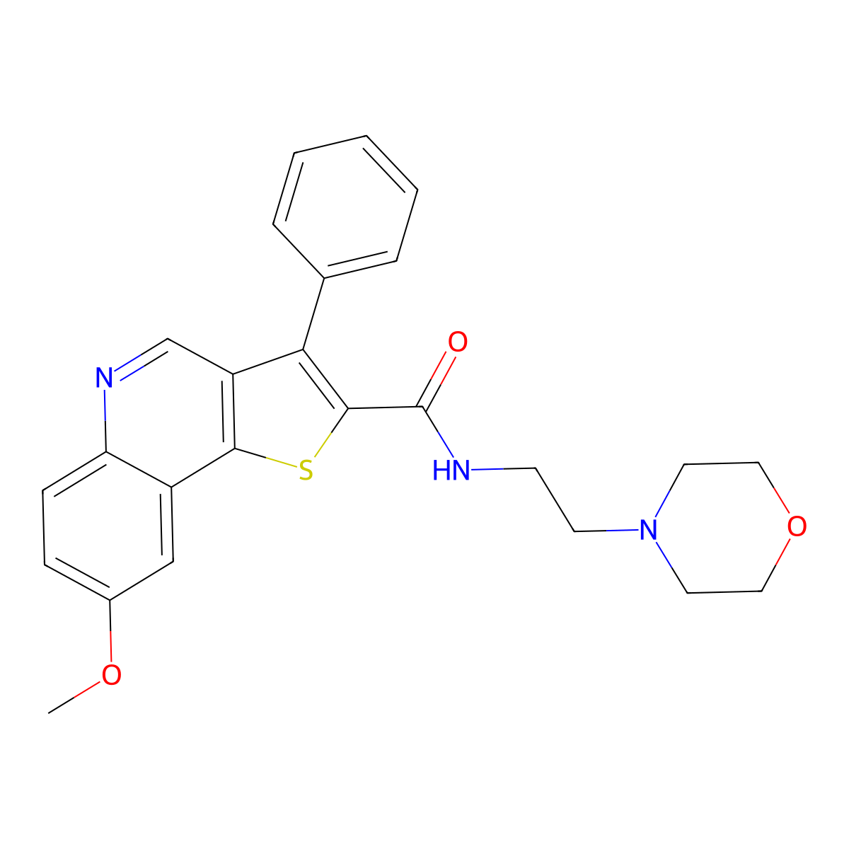 8-methoxy-N-[2-(morpholin-4-yl)ethyl]-3-phenylthieno[3,2-c]quinoline-2-carboxamide molecular structure, CAS 1040633-42-8