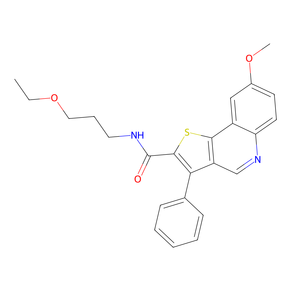 N-(3-ethoxypropyl)-8-methoxy-3-phenylthieno[3,2-c]quinoline-2-carboxamide molecular structure, CAS 1040633-48-4