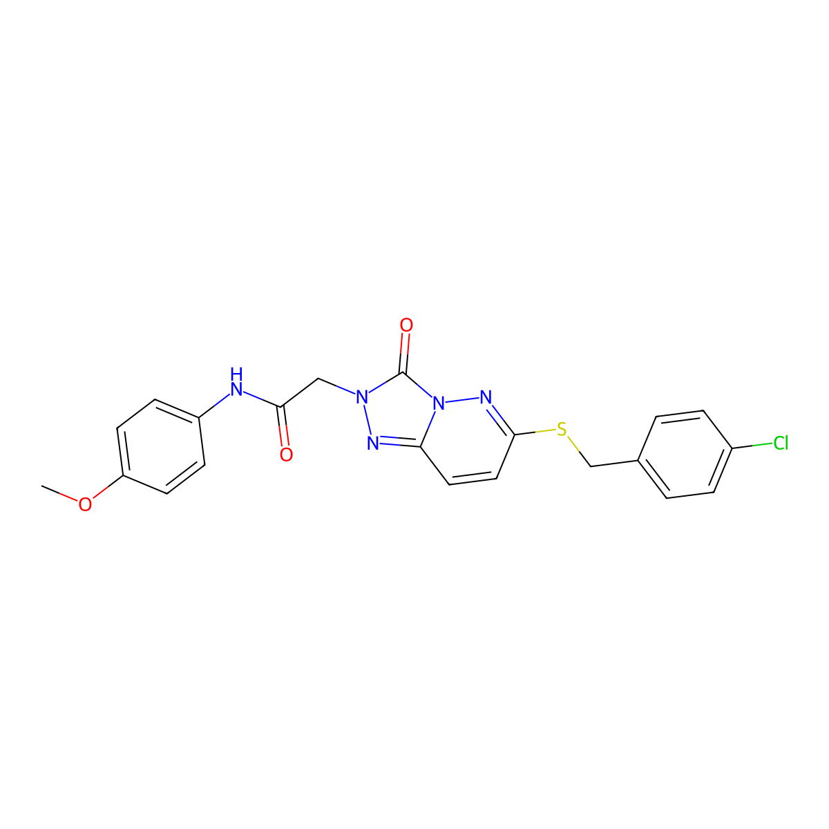 2-(6-((4-chlorobenzyl)thio)-3-oxo-[1,2,4]triazolo[4,3-b]pyridazin-2(3H)-yl)-N-(4-methoxyphenyl)acetamide molecular structure, CAS 1040633-49-5