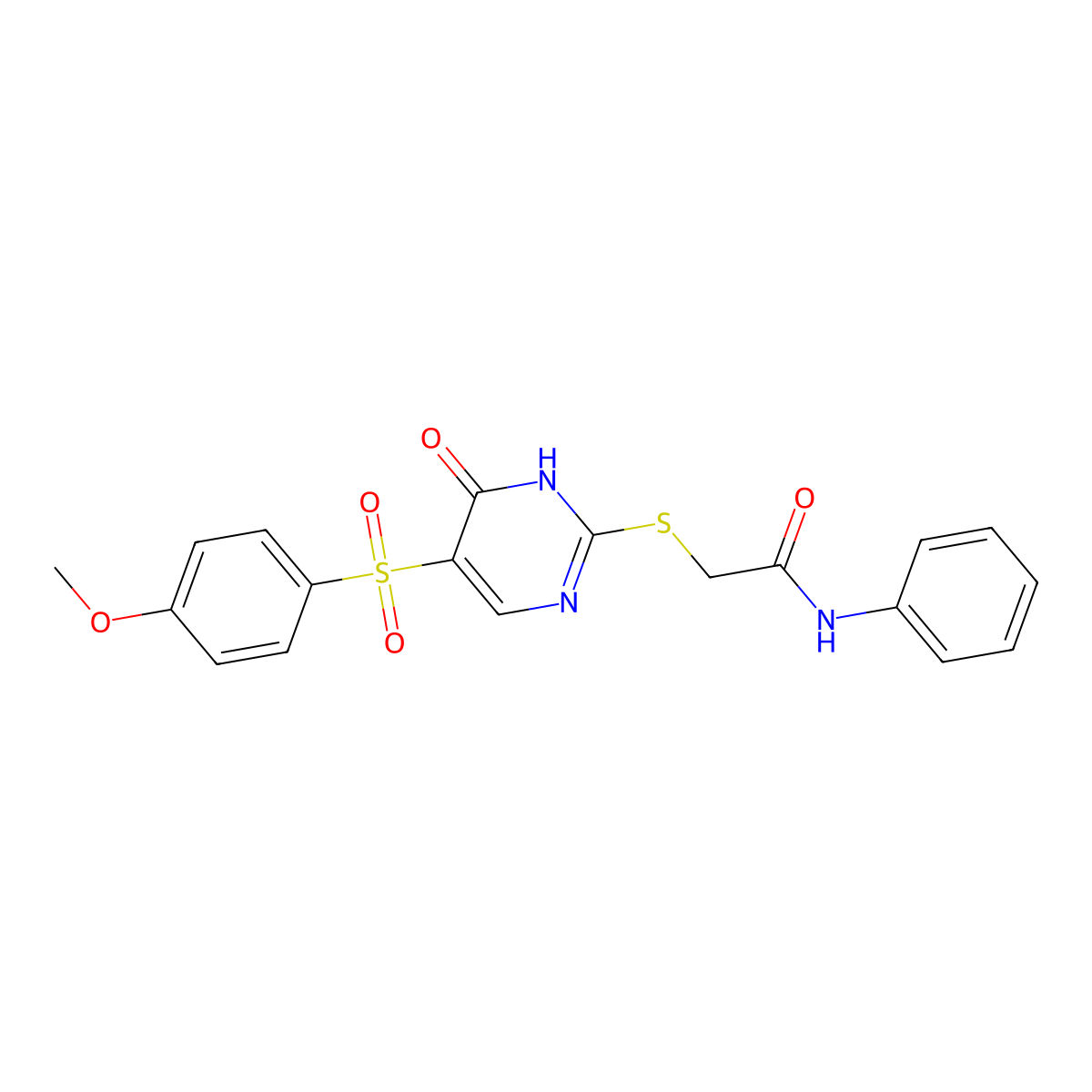 2-{[5-(4-methoxybenzenesulfonyl)-6-oxo-1,6-dihydropyrimidin-2-yl]sulfanyl}-N-phenylacetamide molecular structure, CAS 1040633-57-5