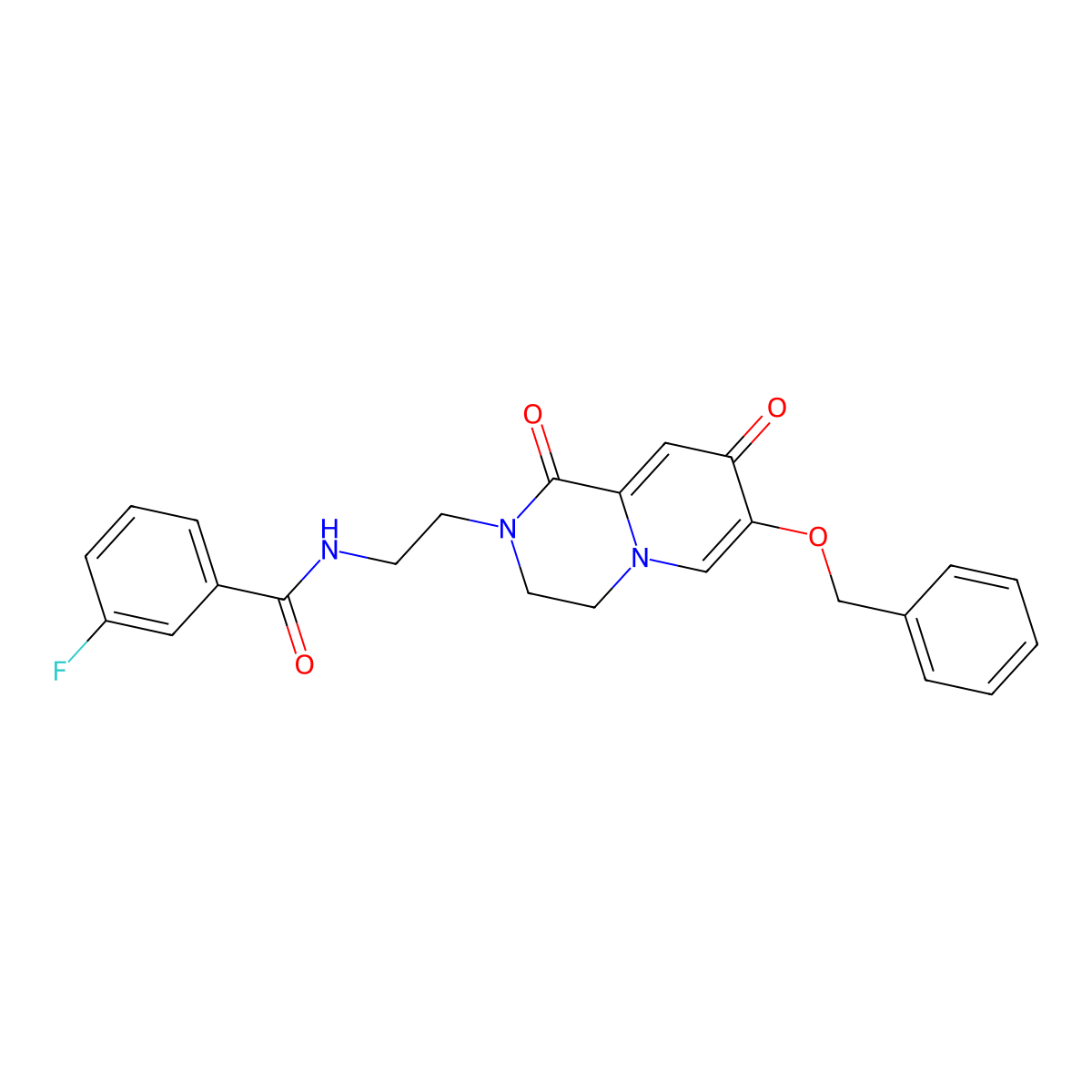 N-(2-(7-(benzyloxy)-1,8-dioxo-3,4-dihydro-1H-pyrido[1,2-a]pyrazin-2(8H)-yl)ethyl)-3-fluorobenzamide molecular structure, CAS 1040633-59-7