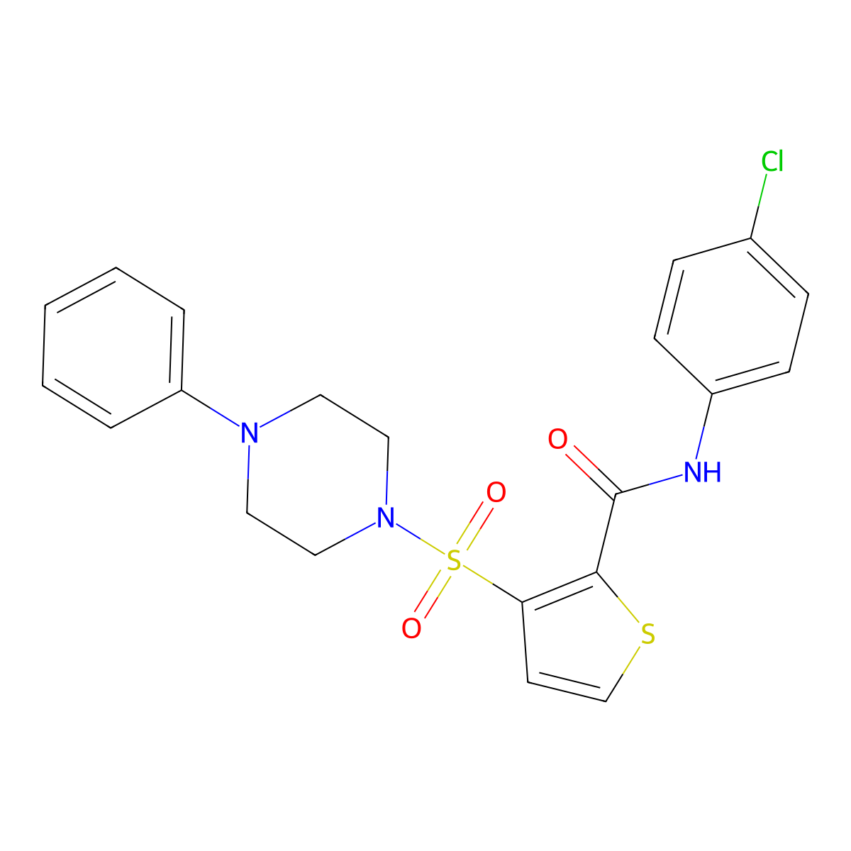 N-(4-chlorophenyl)-3-[(4-phenylpiperazin-1-yl)sulfonyl]thiophene-2-carboxamide molecular structure, CAS 1040633-66-6