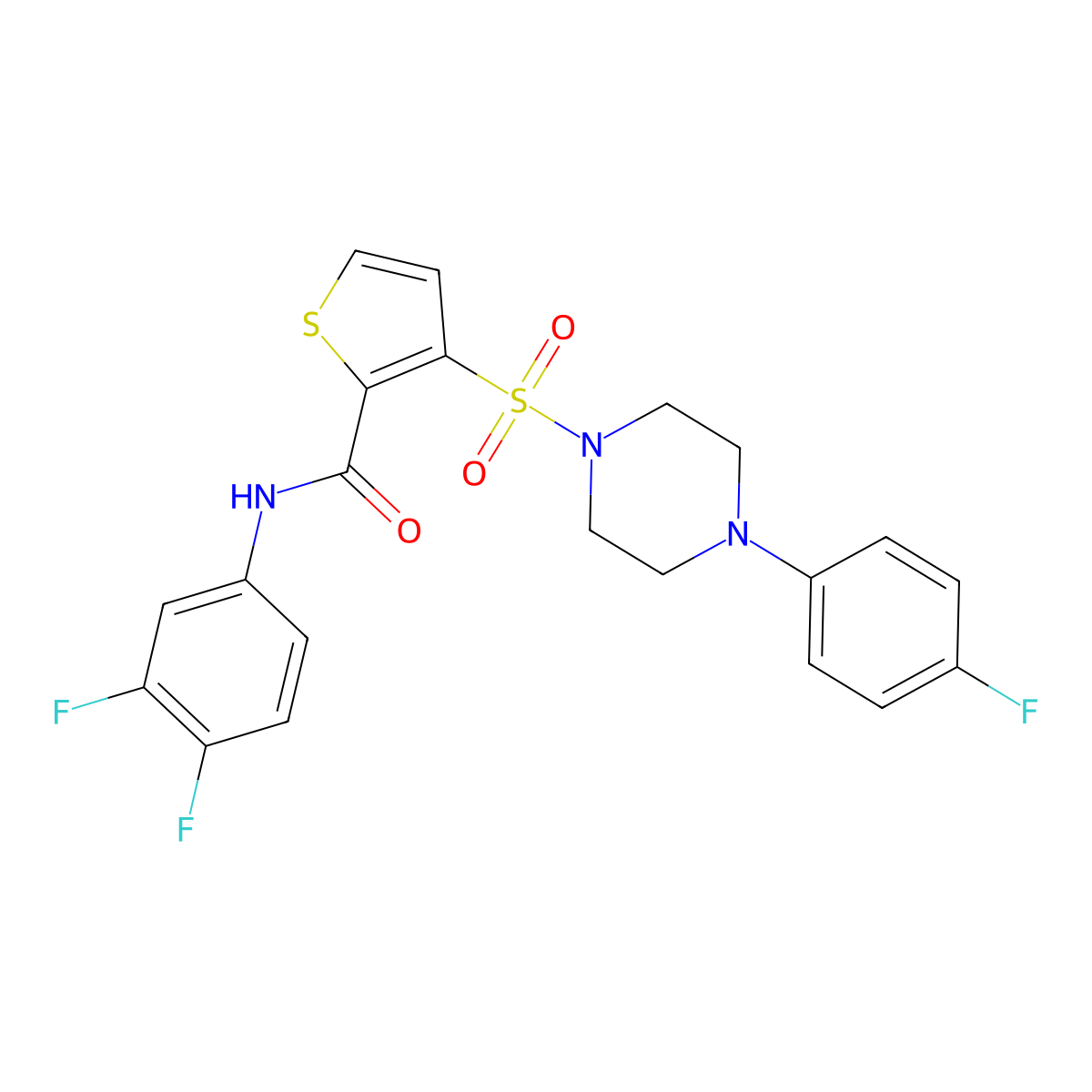 N-(3,4-difluorophenyl)-3-{[4-(4-fluorophenyl)piperazin-1-yl]sulfonyl}thiophene-2-carboxamide molecular structure, CAS 1040633-72-4