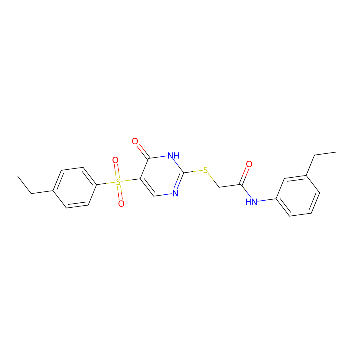2-{[5-(4-ethylbenzenesulfonyl)-6-oxo-1,6-dihydropyrimidin-2-yl]sulfanyl}-N-(3-ethylphenyl)acetamide molecular structure, CAS 1040633-75-7