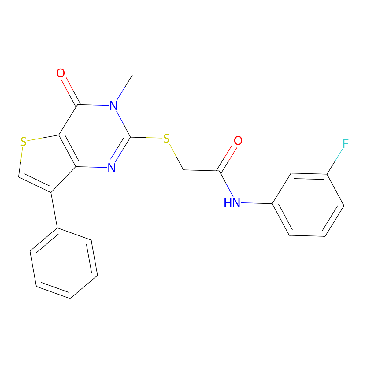 N-(3-fluorophenyl)-2-({3-methyl-4-oxo-7-phenyl-3H,4H-thieno[3,2-d]pyrimidin-2-yl}sulfanyl)acetamide molecular structure, CAS 1040633-76-8
