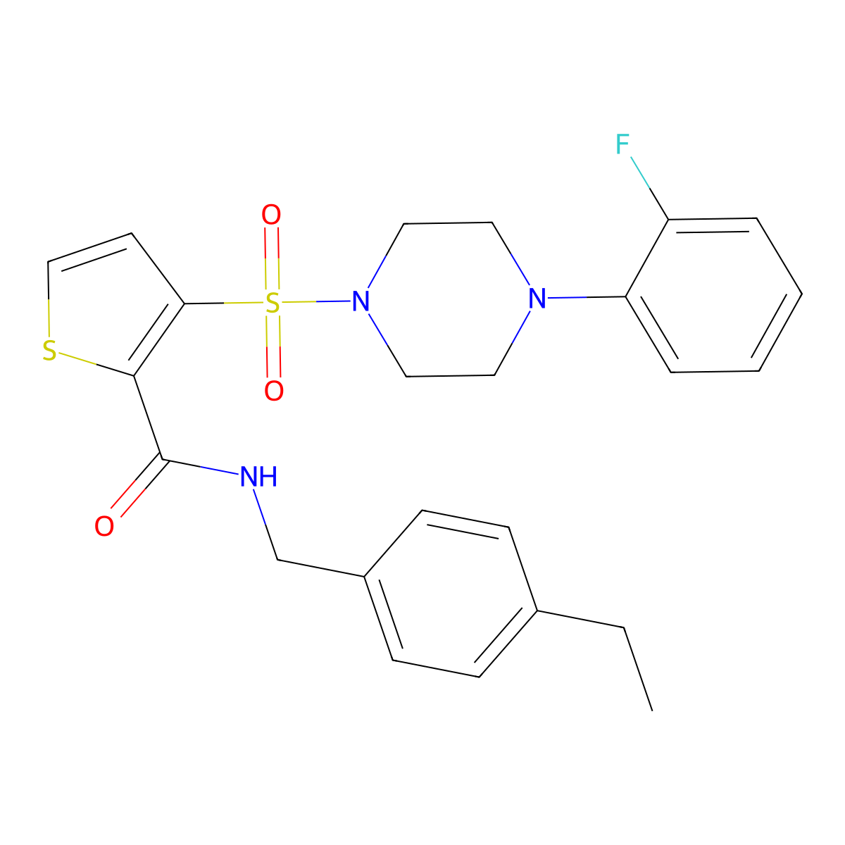 N-[(4-ethylphenyl)methyl]-3-{[4-(2-fluorophenyl)piperazin-1-yl]sulfonyl}thiophene-2-carboxamide molecular structure, CAS 1040633-80-4