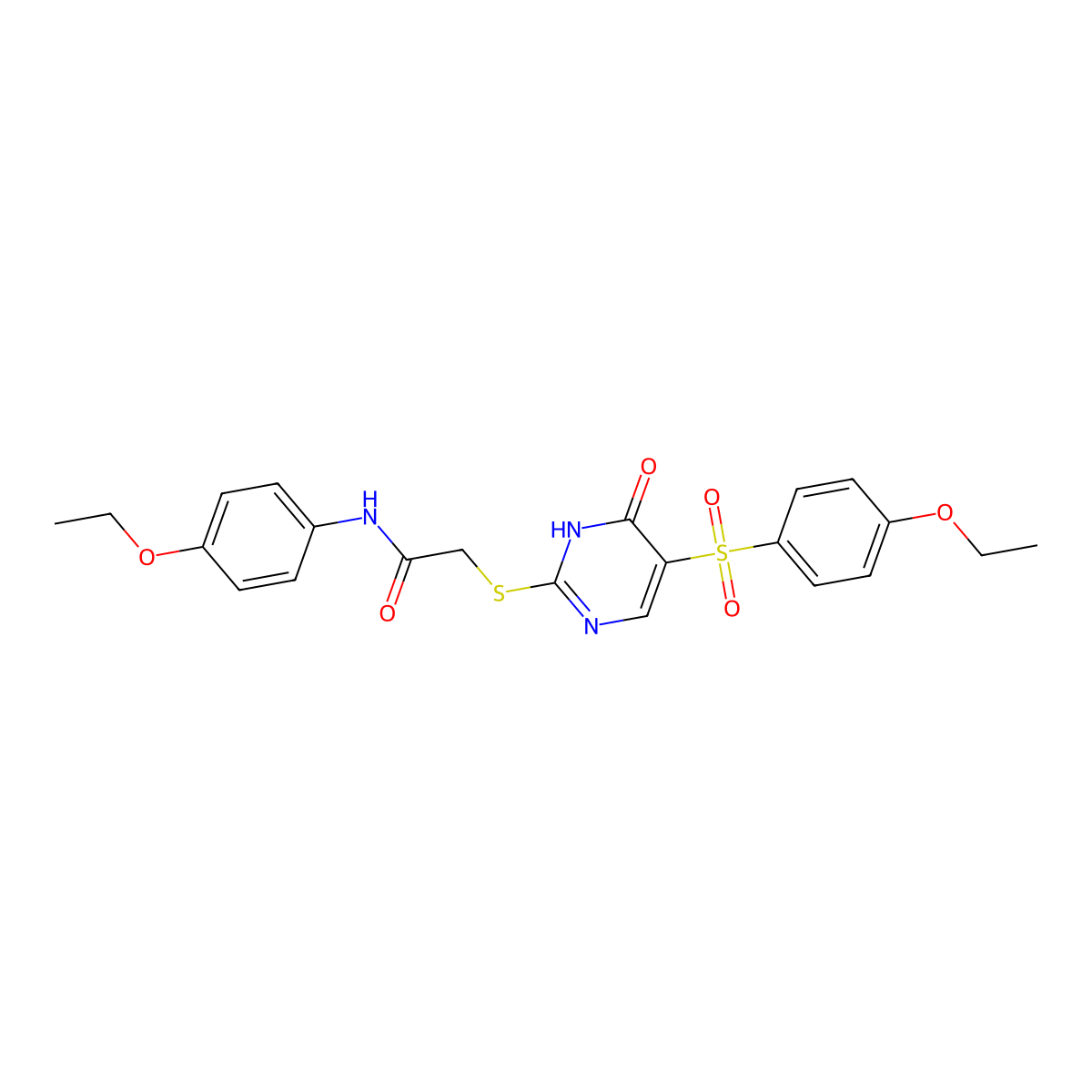 2-{[5-(4-ethoxybenzenesulfonyl)-6-oxo-1,6-dihydropyrimidin-2-yl]sulfanyl}-N-(4-ethoxyphenyl)acetamide molecular structure, CAS 1040633-87-1