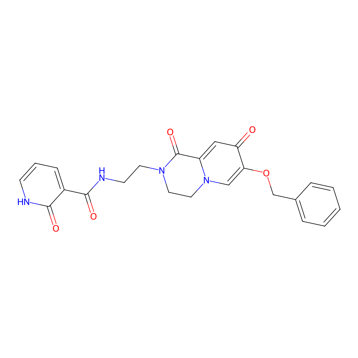 N-(2-(7-(benzyloxy)-1,8-dioxo-3,4-dihydro-1H-pyrido[1,2-a]pyrazin-2(8H)-yl)ethyl)-2-oxo-1,2-dihydropyridine-3-carboxamide molecular structure, CAS 1040633-89-3