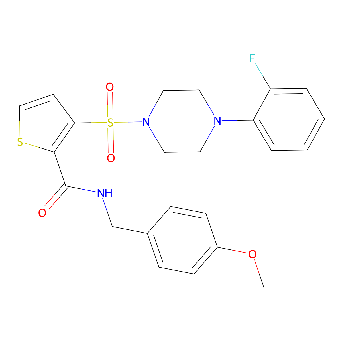 3-{[4-(2-fluorophenyl)piperazin-1-yl]sulfonyl}-N-[(4-methoxyphenyl)methyl]thiophene-2-carboxamide molecular structure, CAS 1040633-93-9