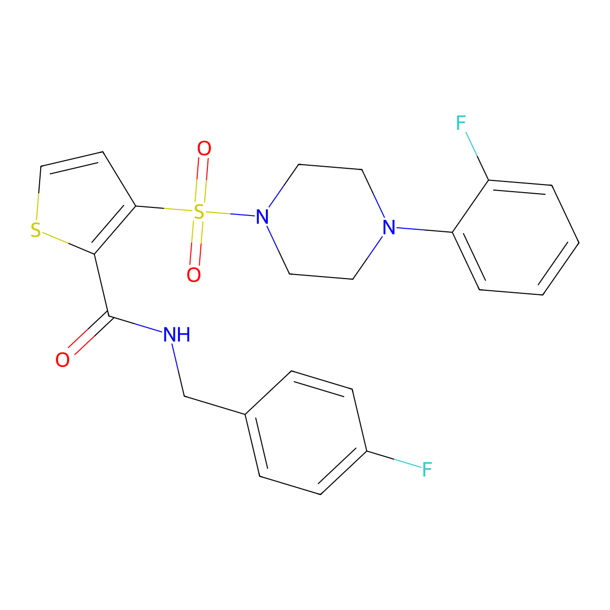 N-(4-fluorobenzyl)-3-{[4-(2-fluorophenyl)piperazin-1-yl]sulfonyl}thiophene-2-carboxamide molecular structure, CAS 1040634-00-1
