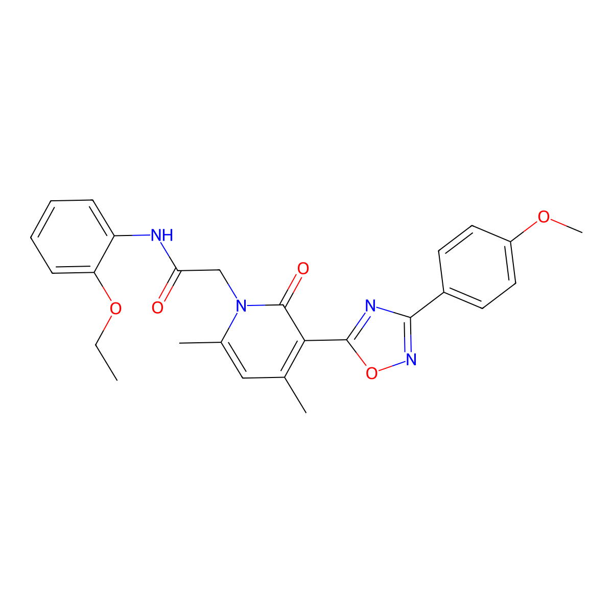 N-(2-ethoxyphenyl)-2-(3-(3-(4-methoxyphenyl)-1,2,4-oxadiazol-5-yl)-4,6-dimethyl-2-oxopyridin-1(2H)-yl)acetamide molecular structure, CAS 1040634-01-2