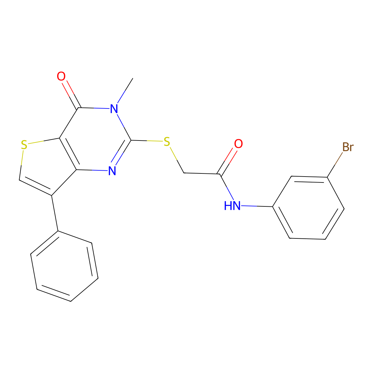 N-(3-bromophenyl)-2-[(3-methyl-4-oxo-7-phenyl-3,4-dihydrothieno[3,2-d]pyrimidin-2-yl)thio]acetamide molecular structure, CAS 1040634-02-3