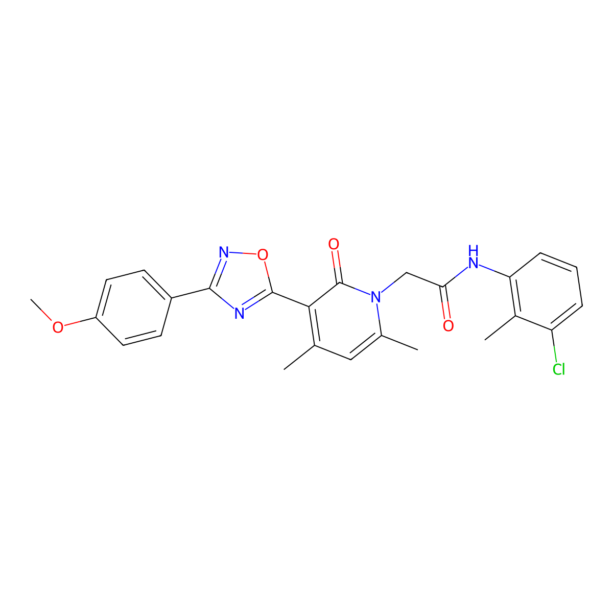 N-(3-chloro-2-methylphenyl)-2-(3-(3-(4-methoxyphenyl)-1,2,4-oxadiazol-5-yl)-4,6-dimethyl-2-oxopyridin-1(2H)-yl)acetamide molecular structure, CAS 1040634-08-9