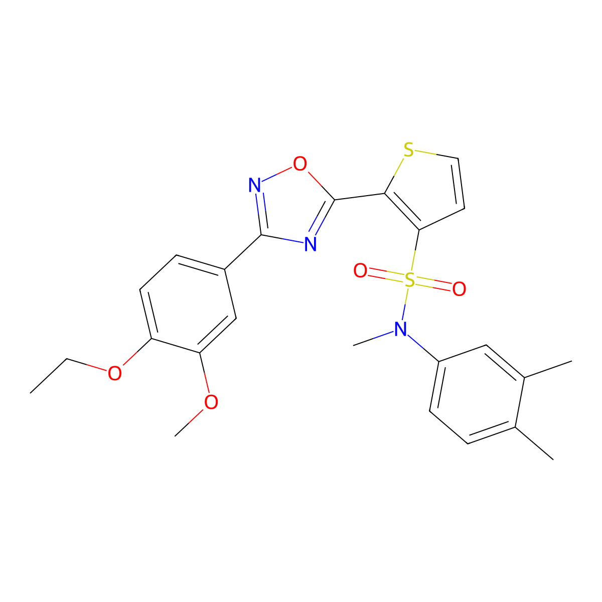 N-(3,4-dimethylphenyl)-2-[3-(4-ethoxy-3-methoxyphenyl)-1,2,4-oxadiazol-5-yl]-N-methylthiophene-3-sulfonamide molecular structure, CAS 1040634-11-4