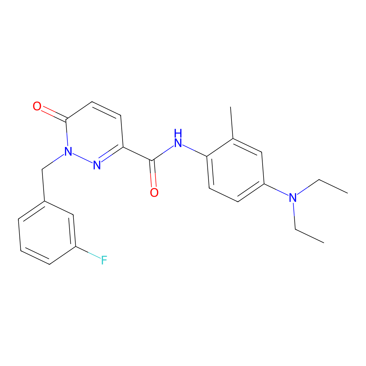 N-(4-(diethylamino)-2-methylphenyl)-1-(3-fluorobenzyl)-6-oxo-1,6-dihydropyridazine-3-carboxamide molecular structure, CAS 1040634-13-6