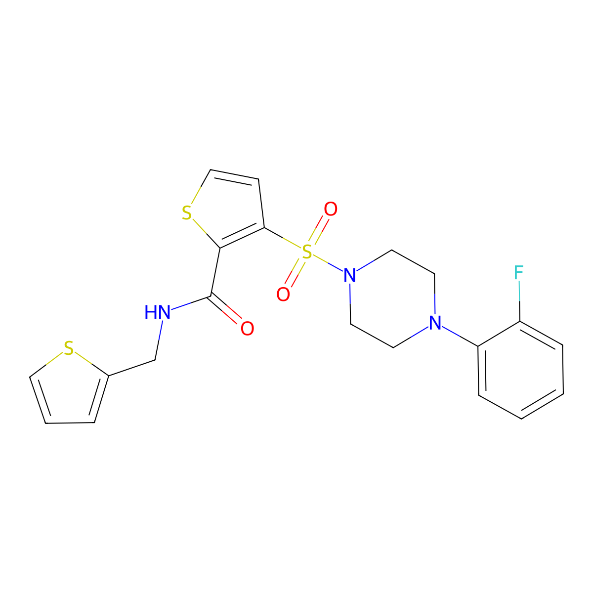 3-{[4-(2-fluorophenyl)piperazin-1-yl]sulfonyl}-N-[(thiophen-2-yl)methyl]thiophene-2-carboxamide molecular structure, CAS 1040634-21-6