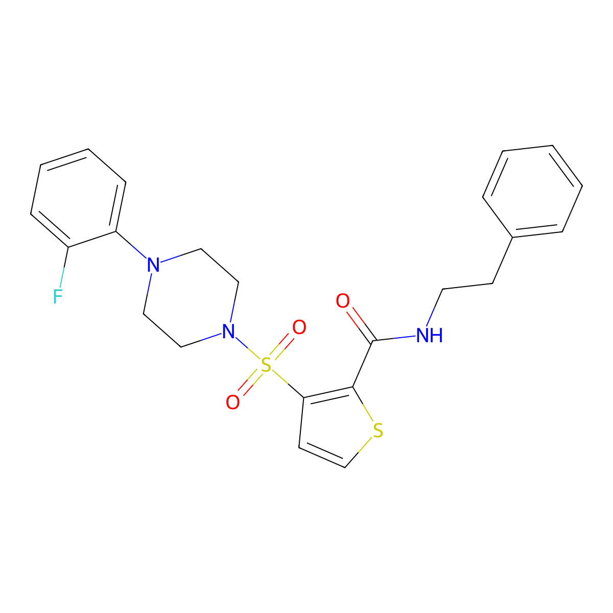 3-{[4-(2-fluorophenyl)piperazin-1-yl]sulfonyl}-N-(2-phenylethyl)thiophene-2-carboxamide molecular structure, CAS 1040634-35-2