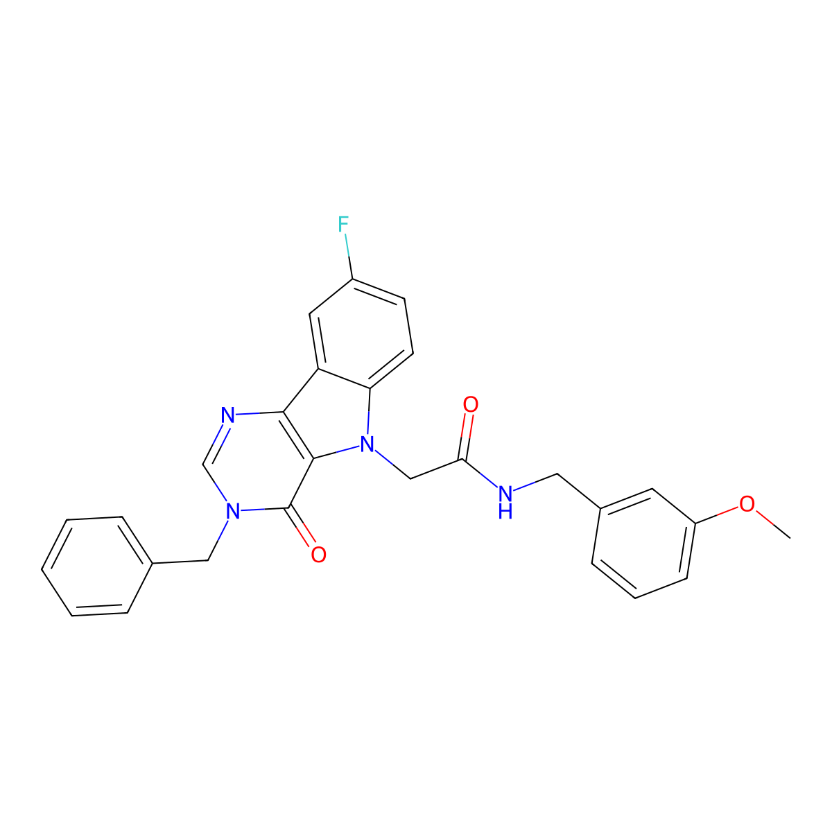 2-(3-benzyl-8-fluoro-4-oxo-3H-pyrimido[5,4-b]indol-5(4H)-yl)-N-(3-methoxybenzyl)acetamide molecular structure, CAS 1040634-36-3
