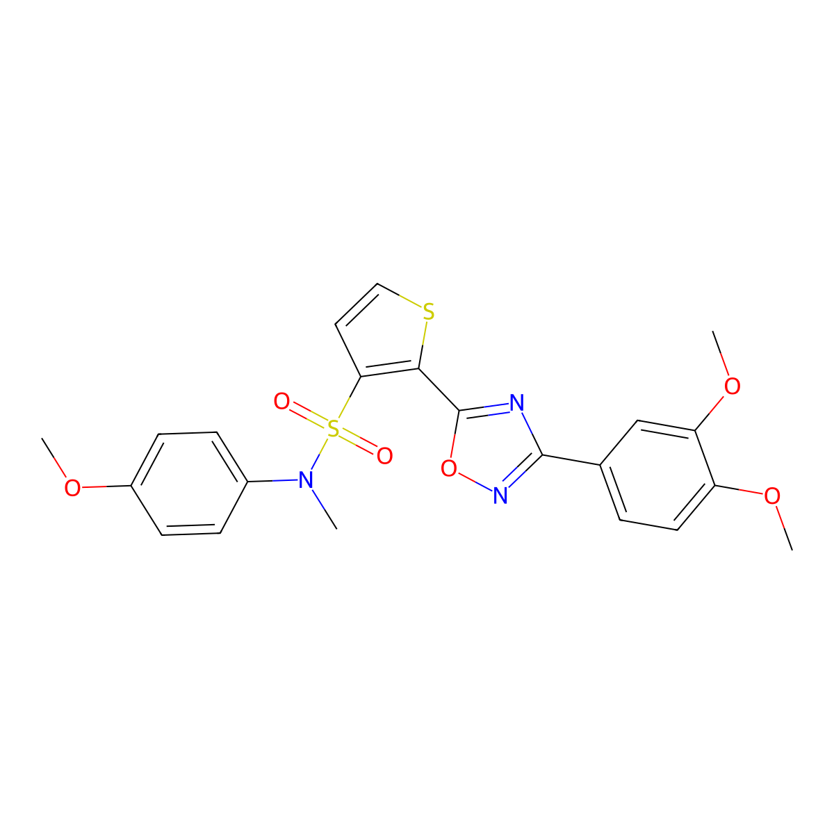 2-[3-(3,4-dimethoxyphenyl)-1,2,4-oxadiazol-5-yl]-N-(4-methoxyphenyl)-N-methylthiophene-3-sulfonamide molecular structure, CAS 1040634-39-6