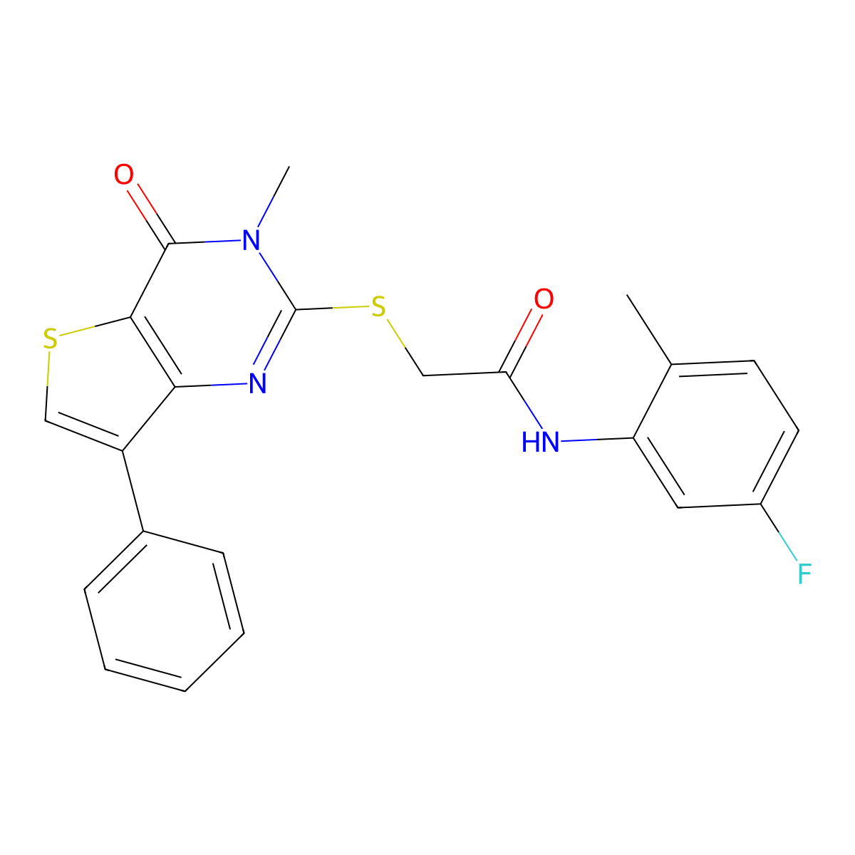 N-(5-fluoro-2-methylphenyl)-2-({3-methyl-4-oxo-7-phenyl-3H,4H-thieno[3,2-d]pyrimidin-2-yl}sulfanyl)acetamide molecular structure, CAS 1040634-45-4